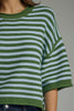 Entro - Top - Short Sleeve Sweater -  Green Lt Blue  Stripe - Findlay Rowe Designs