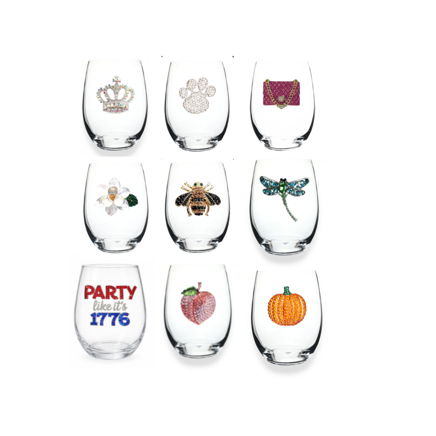 Queens Jewels - Stemless Wine - Jeweled - Findlay Rowe Designs