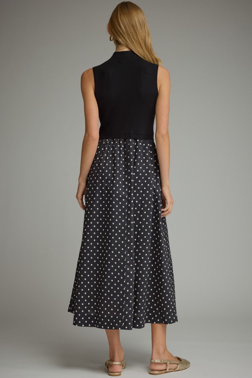 Entro - Dress - Midi Sleeveless Mock - Black Dot - Findlay Rowe Designs