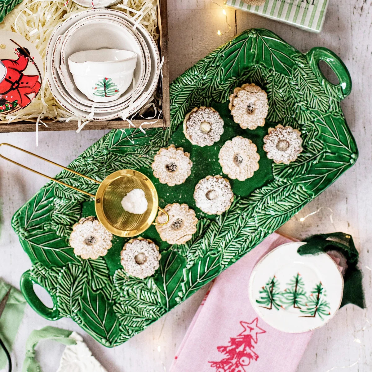 Vietri - Rectangular Platter - Fiabe Di Natale - Green - Findlay Rowe Designs