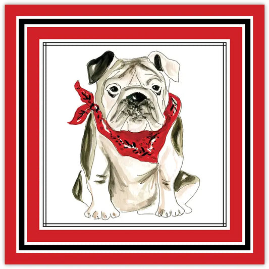 Roseanne Beck-Handpainted Bulldog with Red Bandana Square Placemat