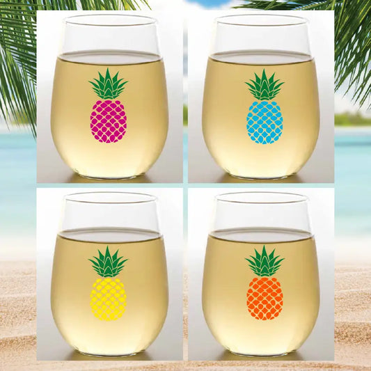 Wine-Oh -Pineapples Shatterproof Wine Glasses