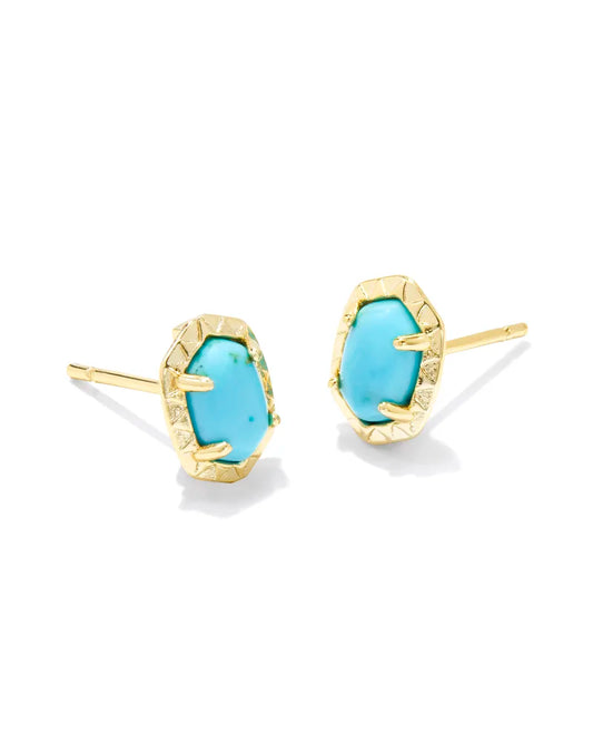 Kendra Scott- Daphne Gold Stud Earrings in Variegated Turquoise Magnesite
