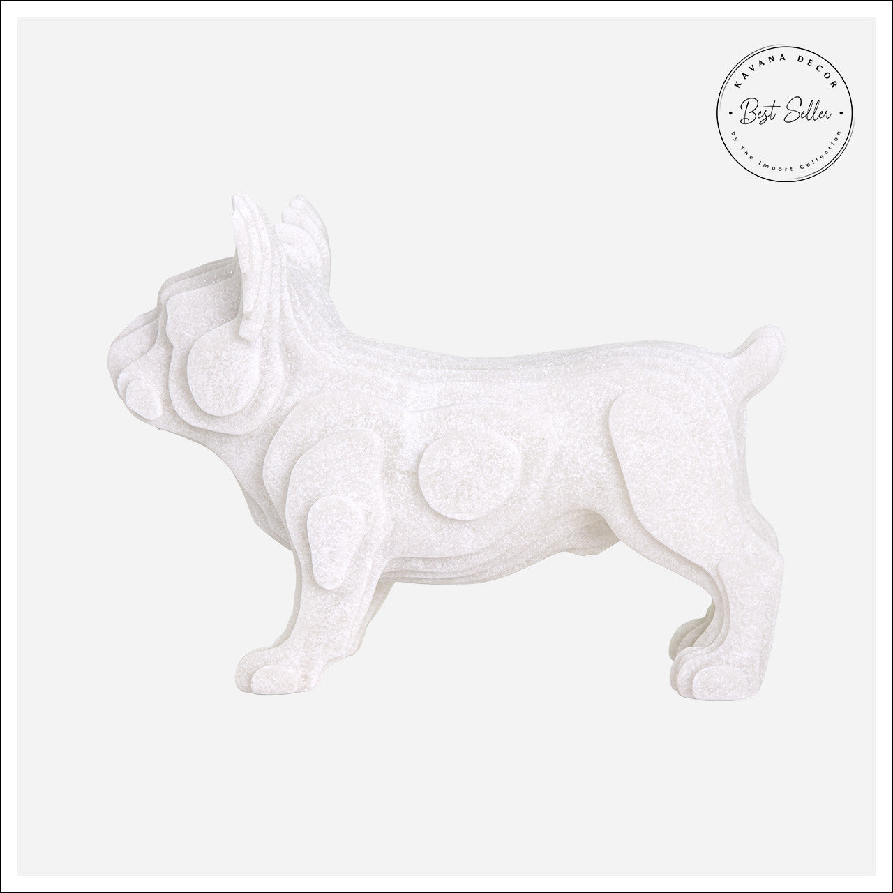 Percy Pug Dog White Quartz Sand Sculpture - 9in - Findlay Rowe Designs