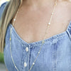 Natalie Wood - Adorned Pearl Logo Station Necklace in Gold - Findlay Rowe Designs