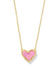 Kendra Scott - Necklace - Ari Heart Gold Pendant - Pink Iridescent Glitter Glass - Findlay Rowe Designs