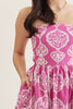 Entro - Dress Midi - Strapless Print - Magenta - Findlay Rowe Designs