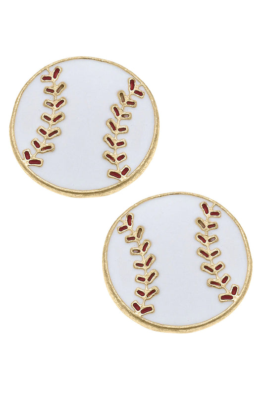 Canvas- Baseball Enamel Stud Earrings