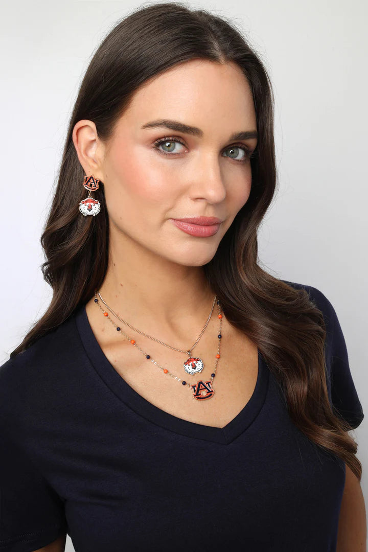 Canvas - Earring - Enamel Drop - Dual Logo Auburn Tigers - Findlay Rowe Designs