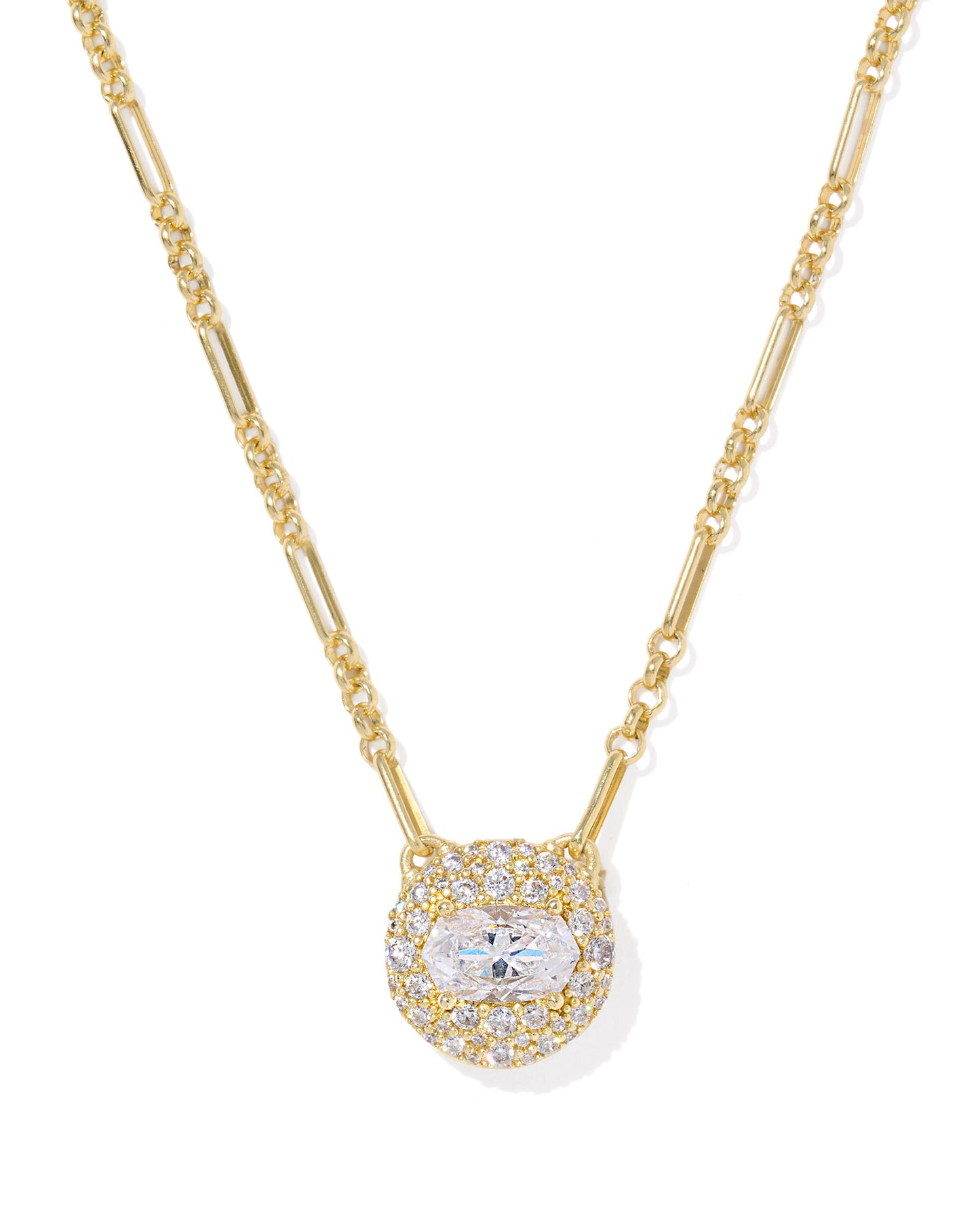 Kendra Scott - Necklace - Bella Short Pendant Necklace Gold White CZ
