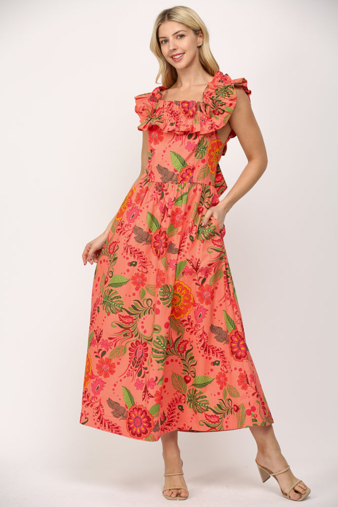Dress - Midi CutOut Back - Elastic Shoulder - Findlay Rowe Designs