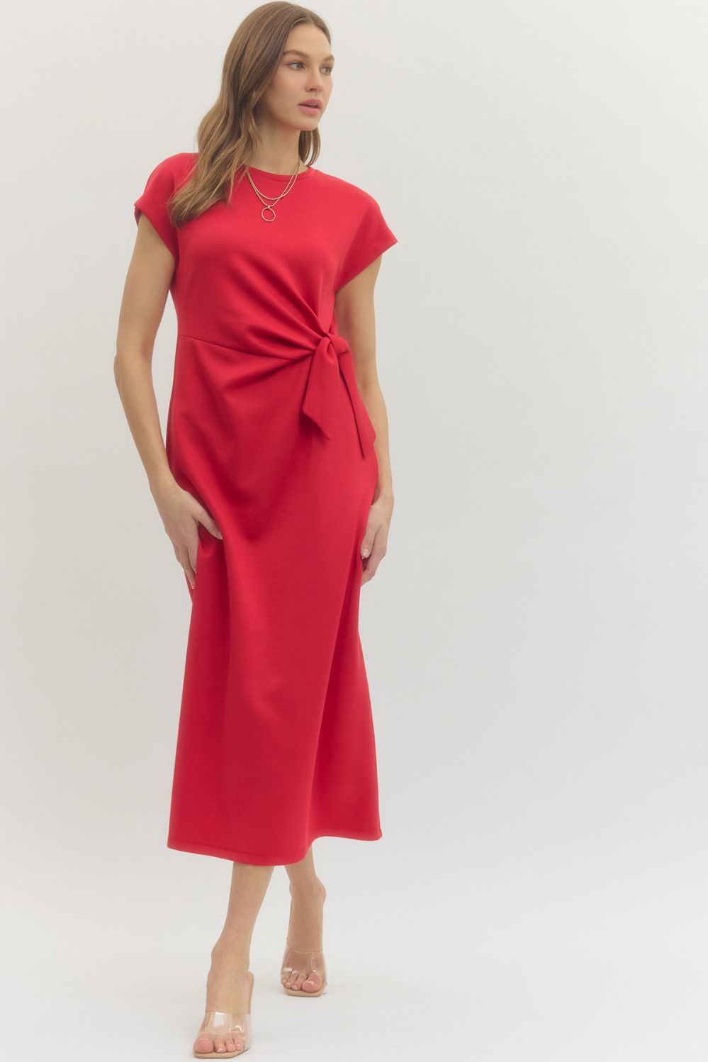 Entro - Dress - Mini Wrap Tie - Red - Findlay Rowe Designs