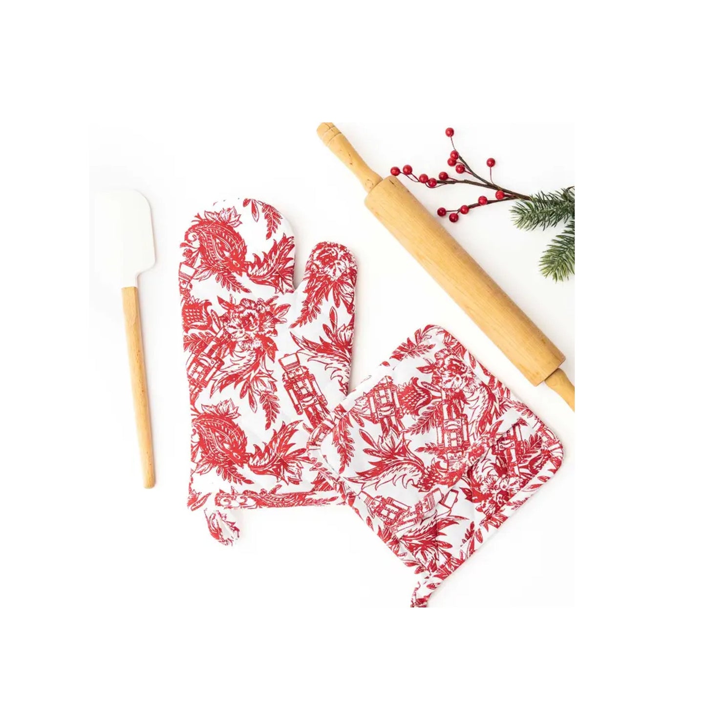 Oven Mitt Set of 2 - Nutcracker Toile