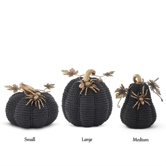 Pumpkins - Black Resin Rope - Gold Accents