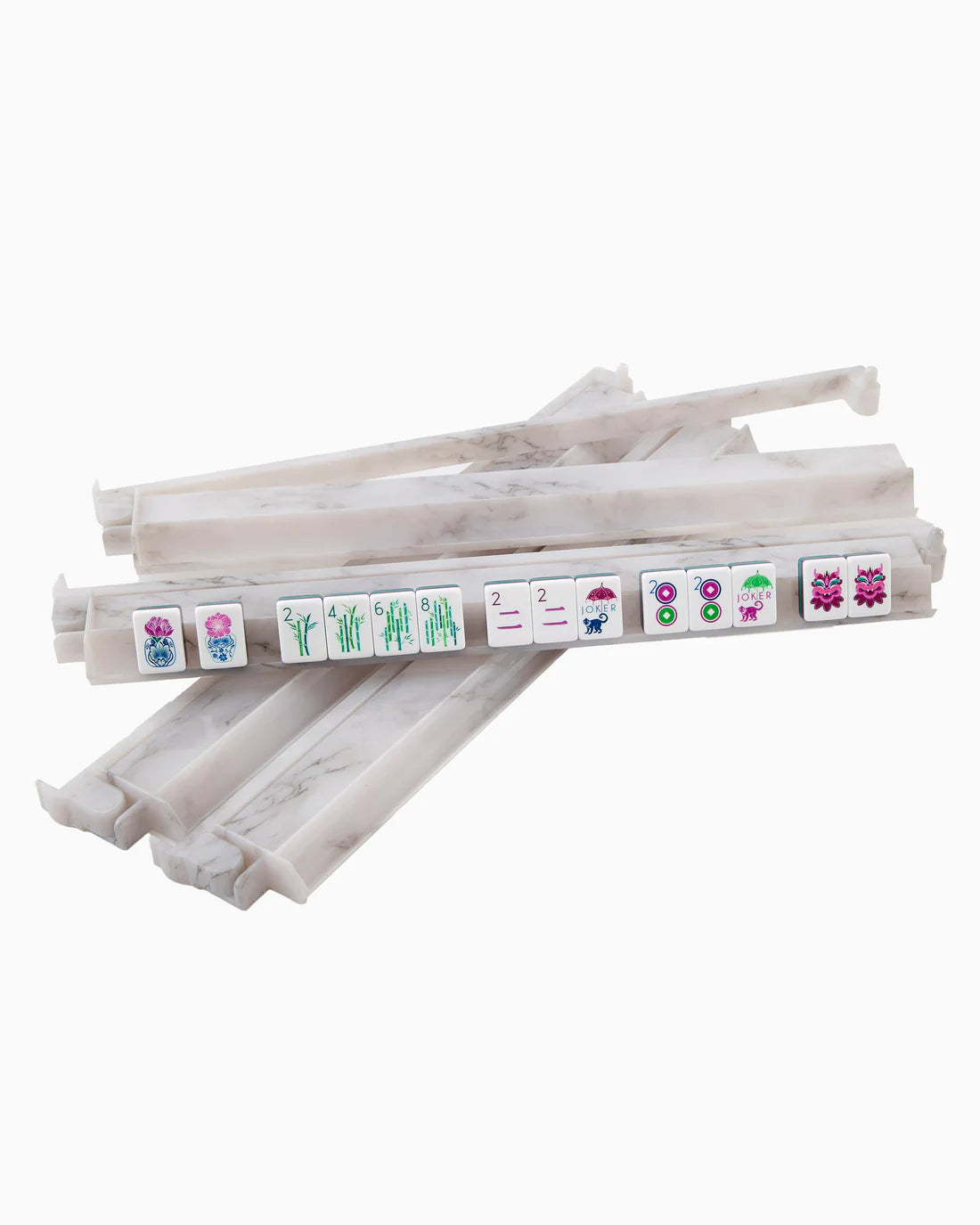 Oh My Mahjong - Carrara Marble Mahjong Rack & Pusher Set - Findlay Rowe Designs
