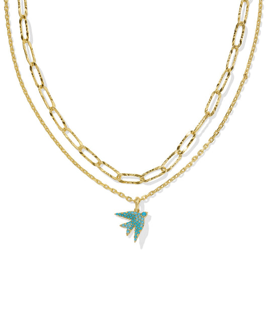 Kendra Scott - Necklace - Melody Bird Gold Multi Strand Necklace in Teal Crystal - Findlay Rowe Designs