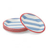 Caspari - Salad Dessert Plates - Cafe Stripe Blue Red - Findlay Rowe Designs