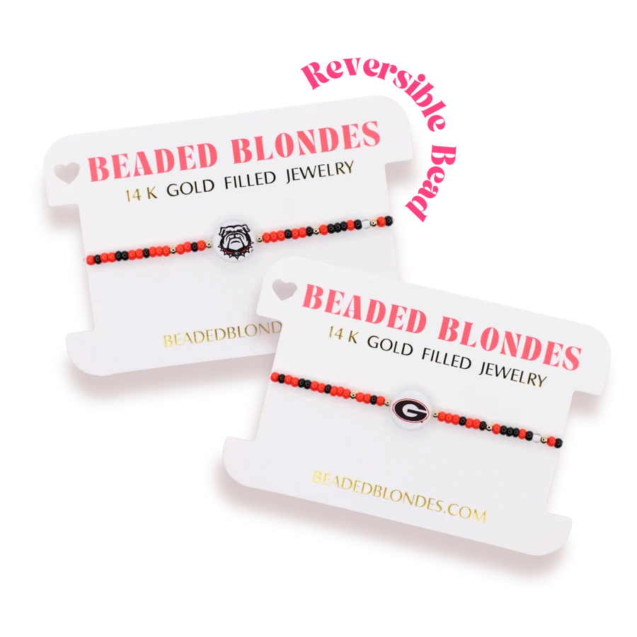 Beaded Blondes - Bracelet - Collegiate Charm - Georgia Logo Flip on Color - Findlay Rowe Designs