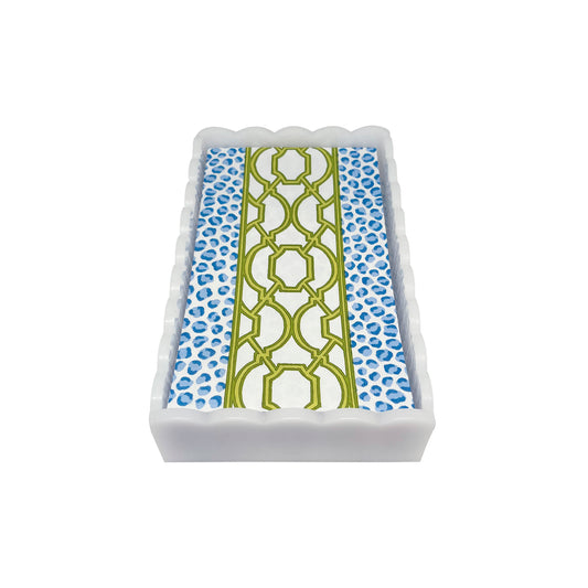 Guest Towel White Scalloped Box Set - Knots And Spots