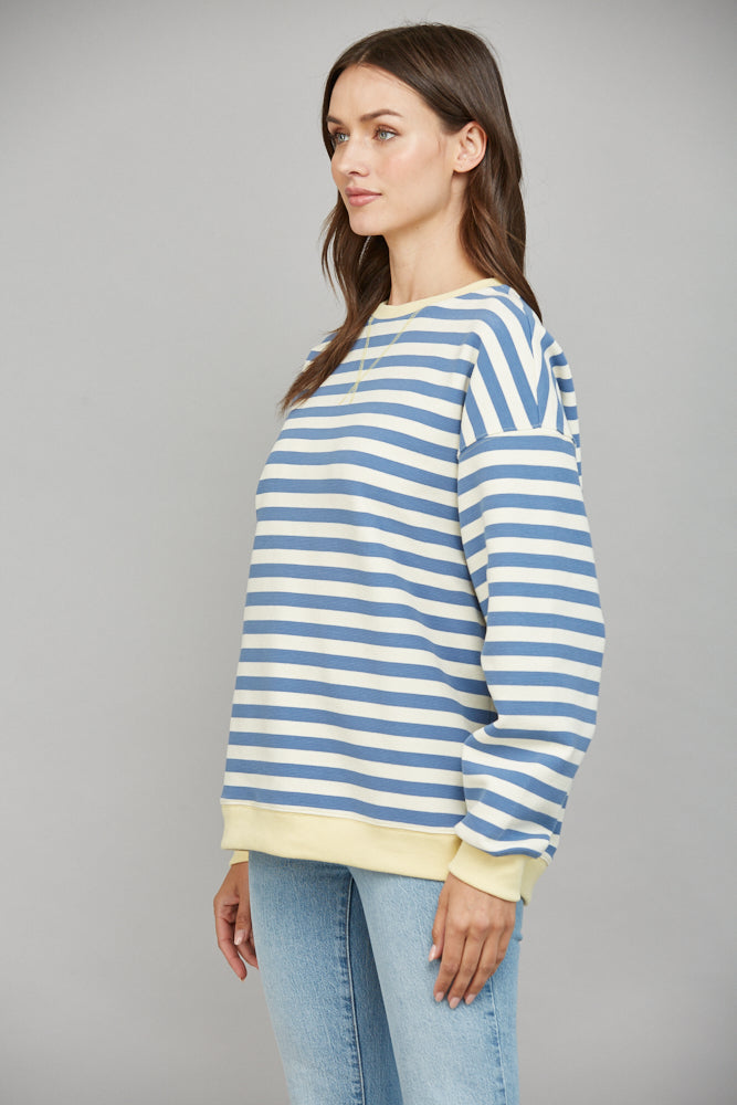 Stripe Oversized Sweatshirt - Blue Yellow - Findlay Rowe Designs