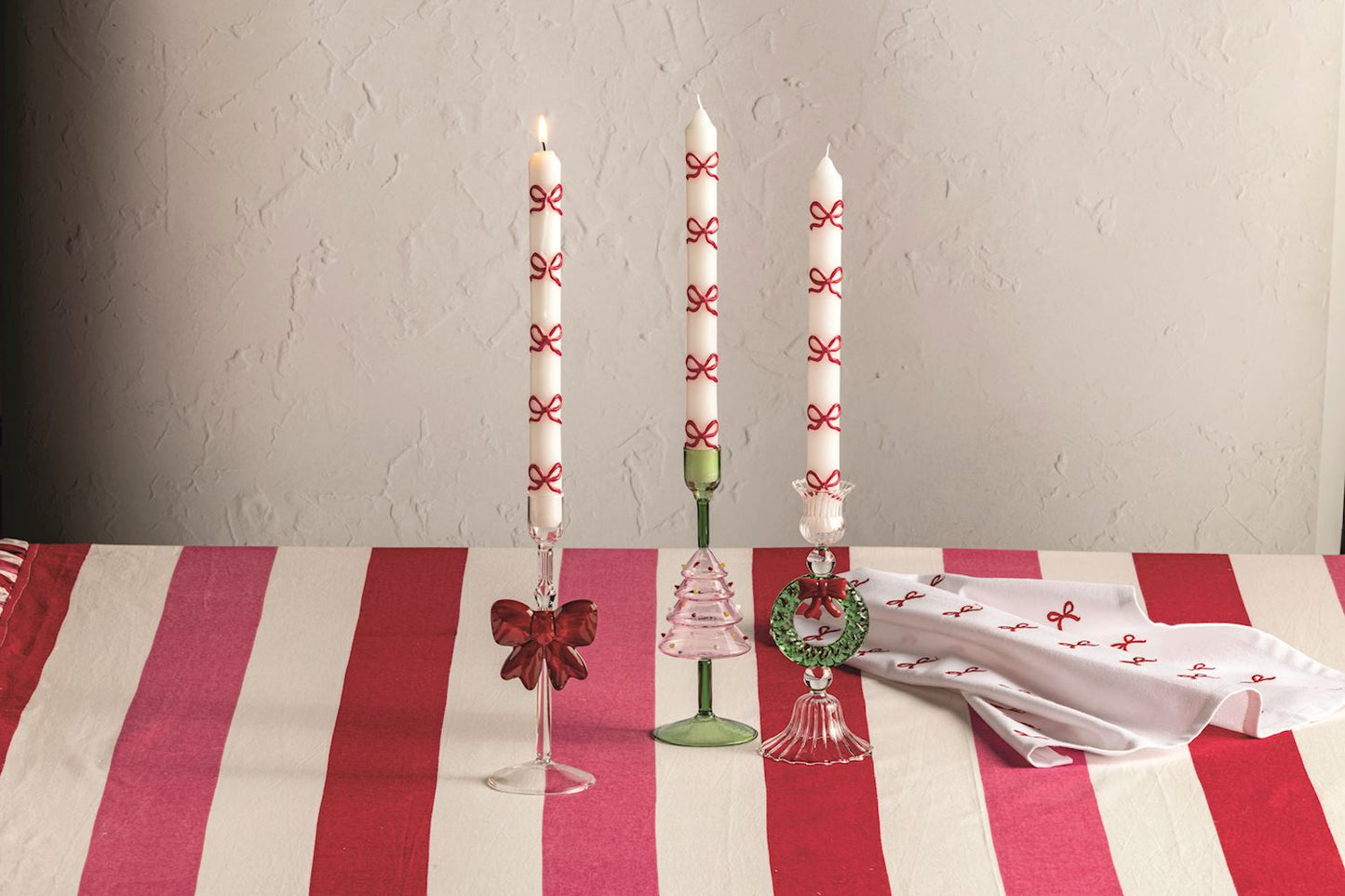 Mud Pie - Christmas Glass Taper Holders