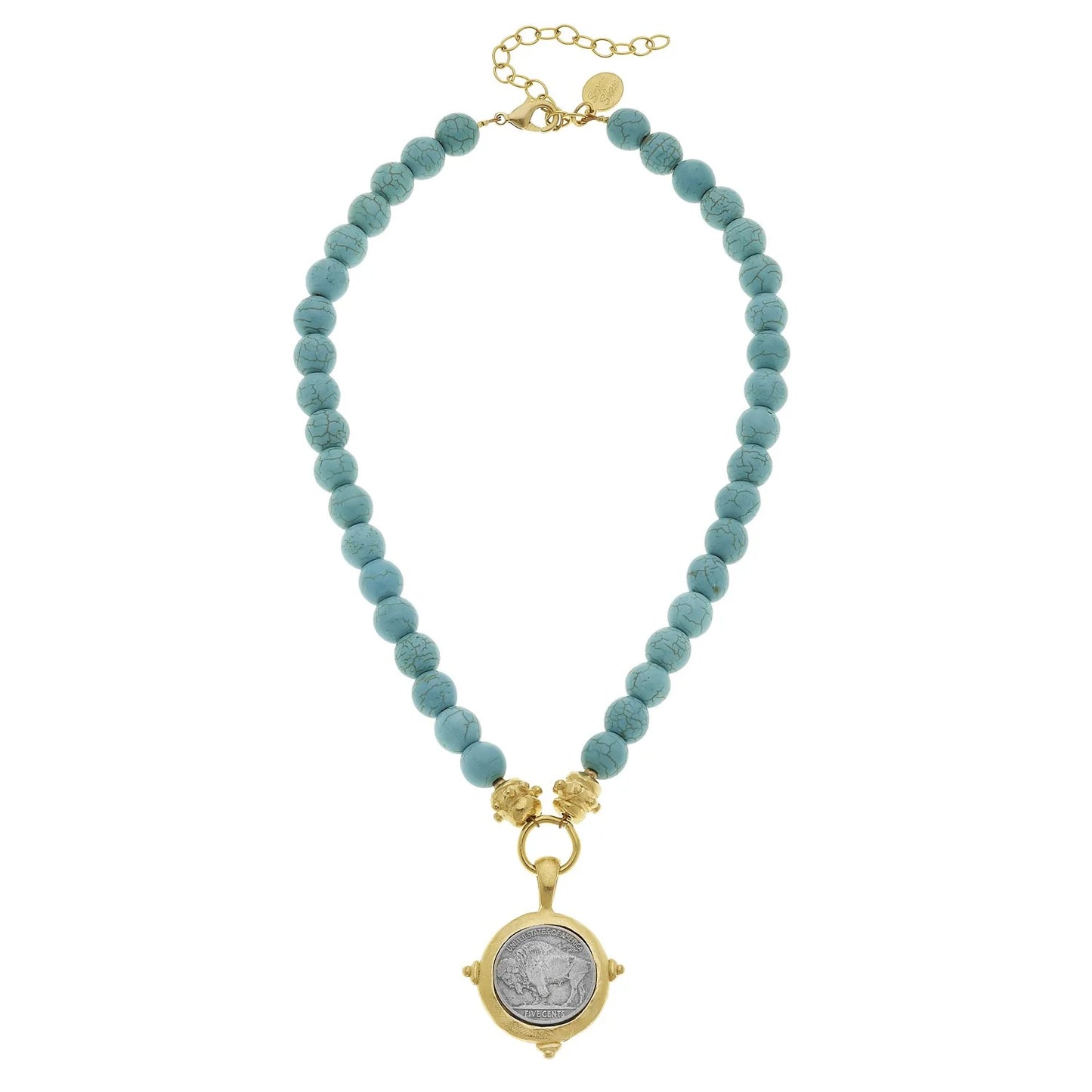 Susan Shaw - Necklace - Buffalo Nickel Turquoise - Gold - Findlay Rowe Designs