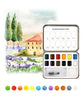 Grabie - Watercolor Pocket Set Of 12 With Brush - Essential Colors