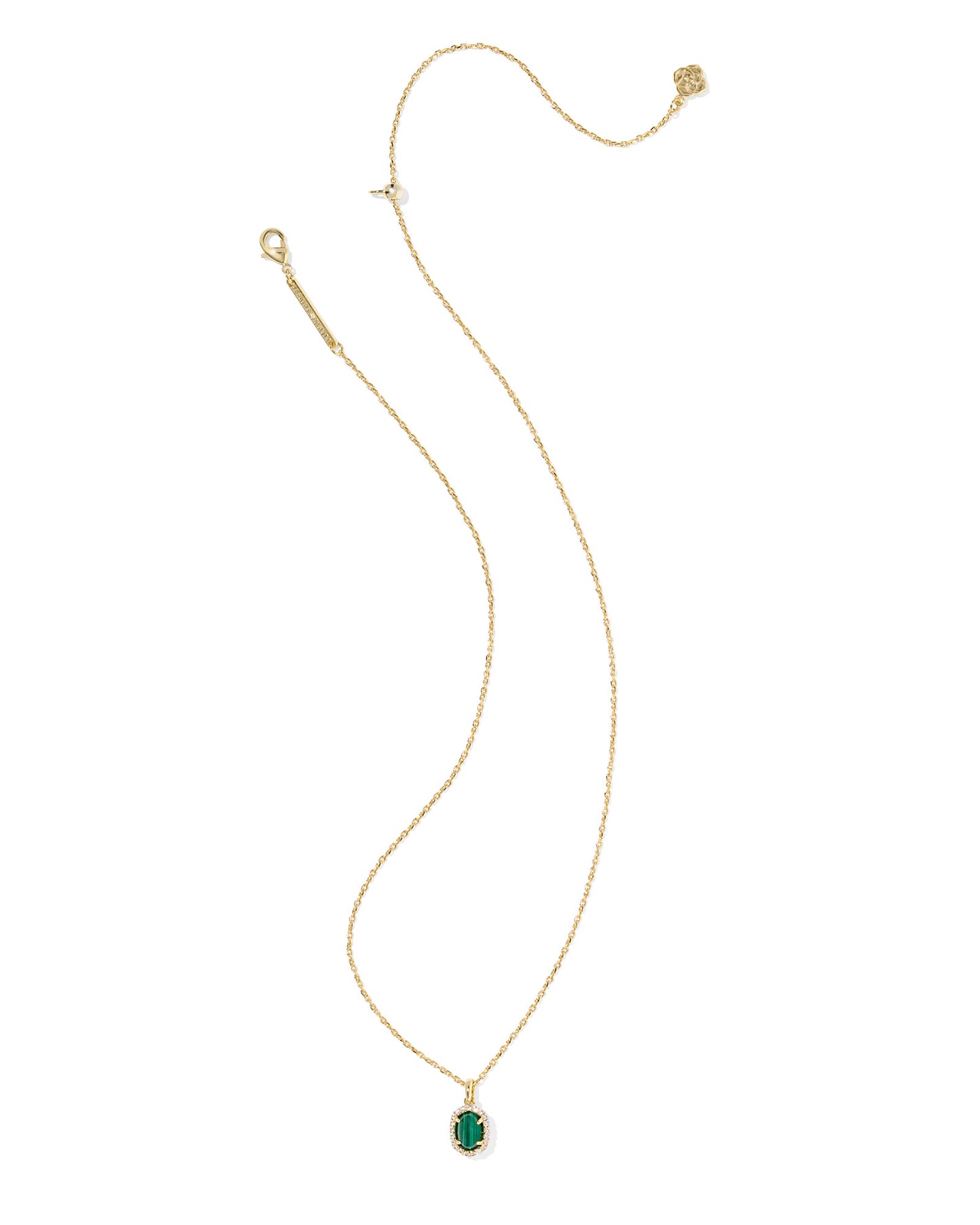 Kendra Scott - Necklace - Daphne Crystal Frame Short Pendant - Gold Green Malachite