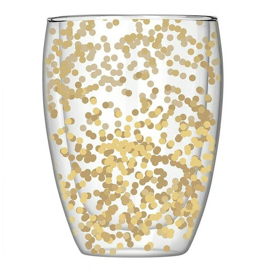 Stemless Wine Glass - Double Wall - Gold Confetti - Findlay Rowe Designs