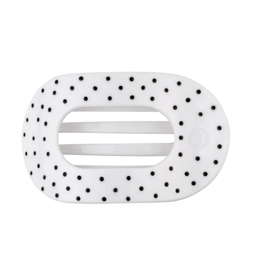 Teleties - Large Flat Round Hair Clip - White Polka Dot - Findlay Rowe Designs