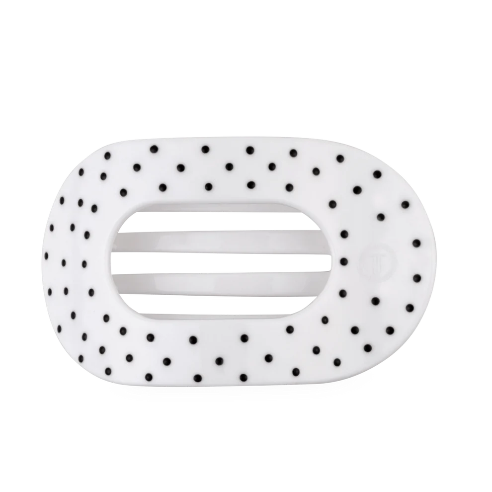 Teleties - Large Flat Round Hair Clip - White Polka Dot - Findlay Rowe Designs
