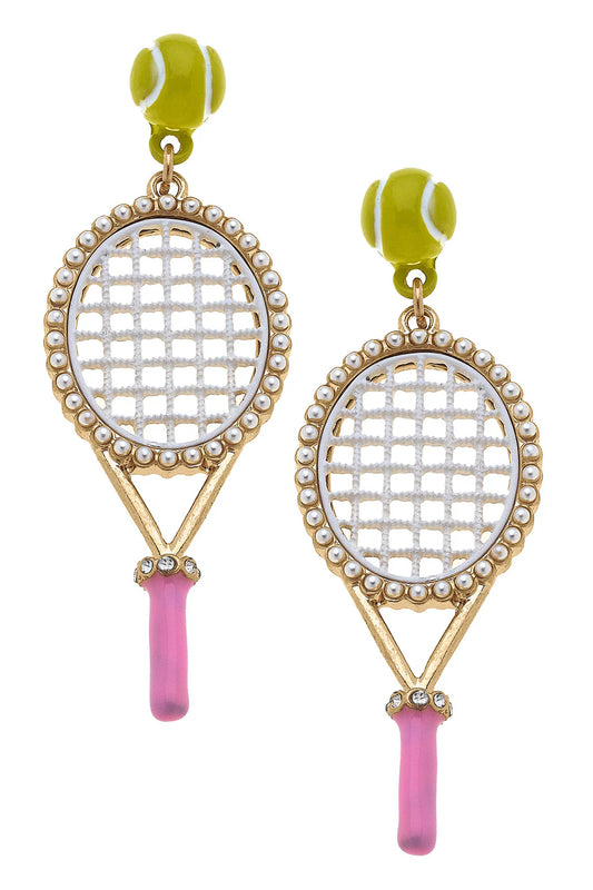 Teddy Enamel Tennis Racket Earrings - Findlay Rowe Designs