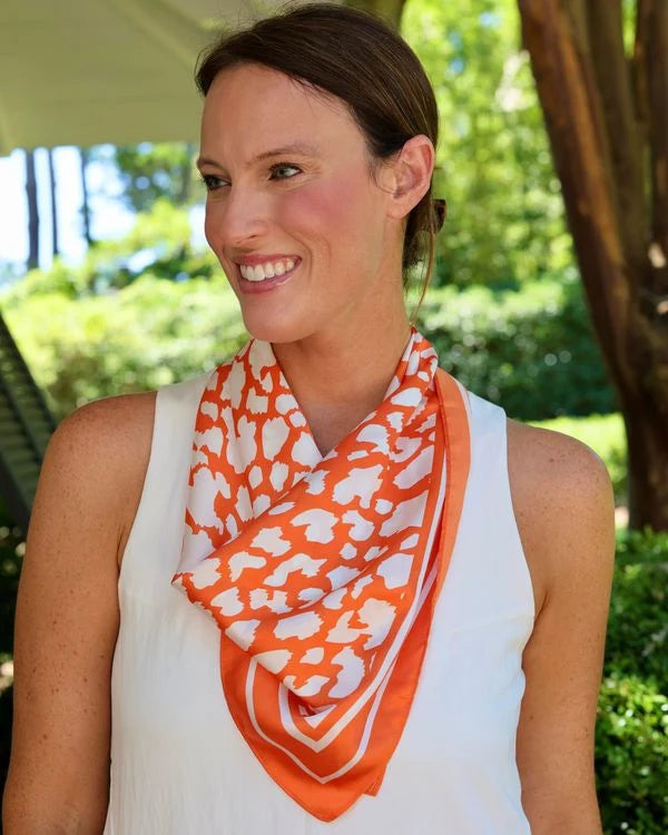 Caroline Hill - Scarf - Medium Lawson Leopard - Orange White - Findlay Rowe Designs