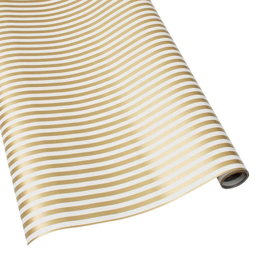 Caspari - Gift Wrap Roll - Club Stripe Reversible -Gold Silver   STORE PICKUP ONLY - Findlay Rowe Designs