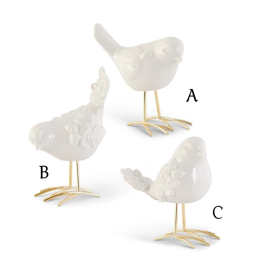 Birds White Porcelain - Gold Legs