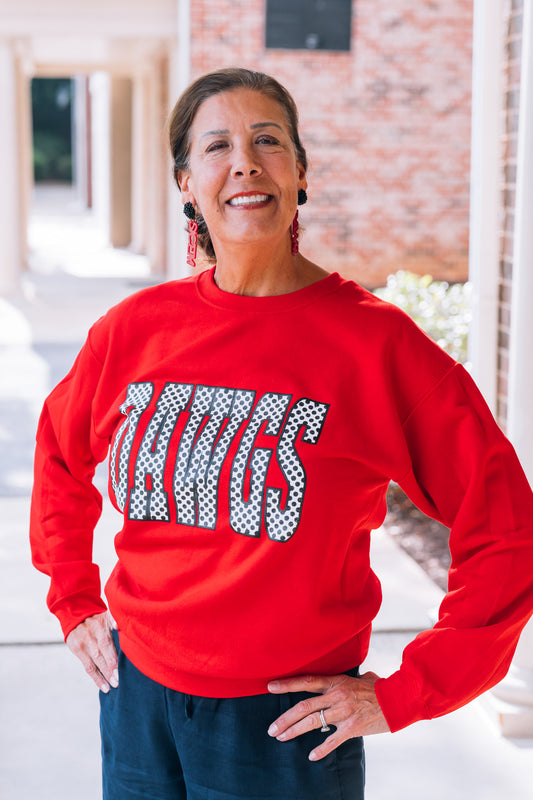 Sweatshirt - Dawgs - Red with Dots - Findlay Rowe Designs