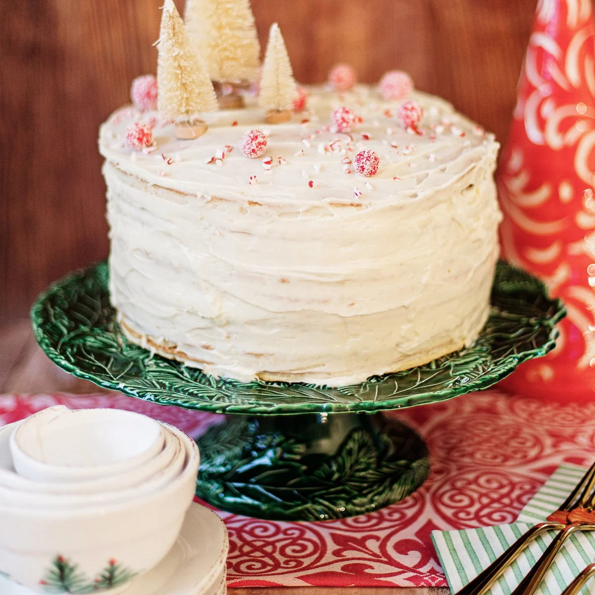 The Vietri - Cake Stand - Fiabe Di Natale - Green - Findlay Rowe Designs