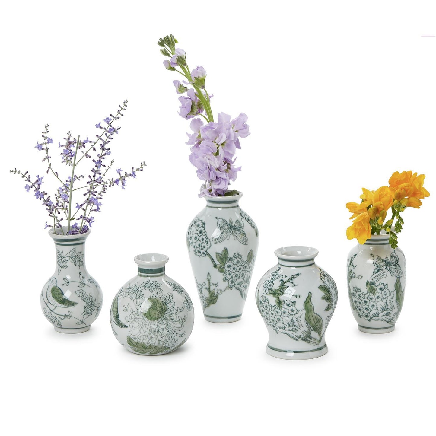Vases - Green and White Chinoiserie - Primrose and Lotus - Findlay Rowe Designs