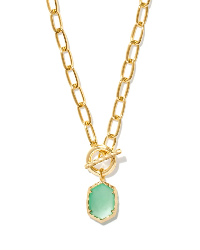 Kendra Scott- Daphne Convertible Gold Link Necklace in Light Green Mother-of-Pearl