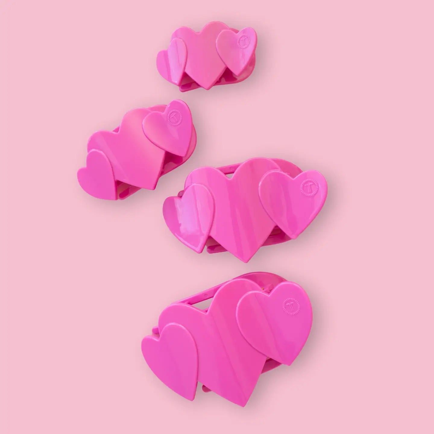 Teleties - Flat Hair Clip - Small - Pink Heart To Heart - Findlay Rowe Designs