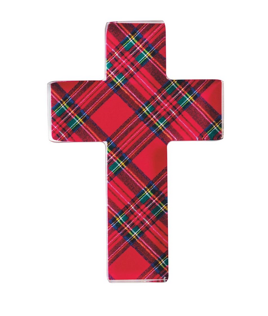 Mud Pie - Christmas Acrylic Tartan Cross
