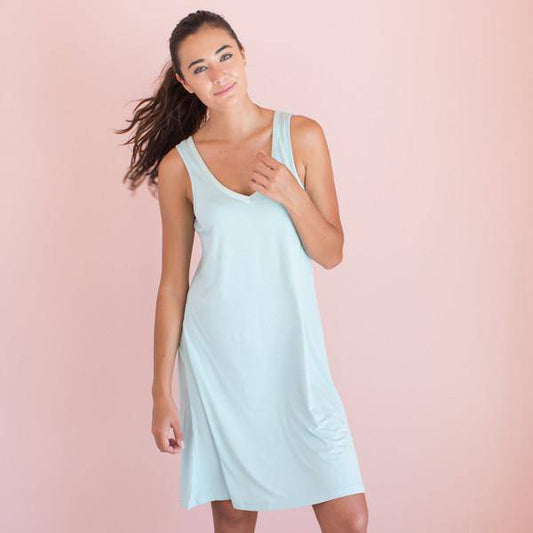 Faceplant Bamboo® V-Neck Nightgown - Aqua Mist (Large) - Findlay Rowe Designs