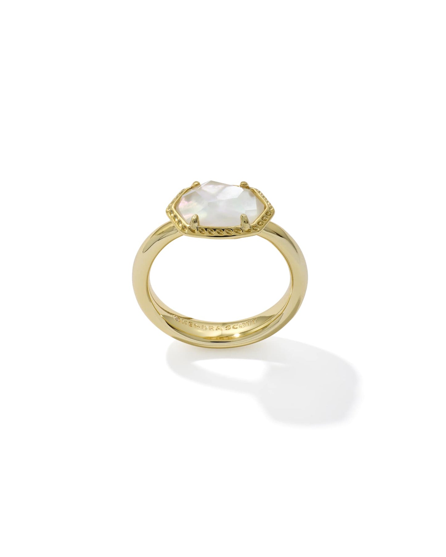 Kendra Scott - Ring - Daphne Frame Band - Gold Ivory Mother of Pearl - Size 8
