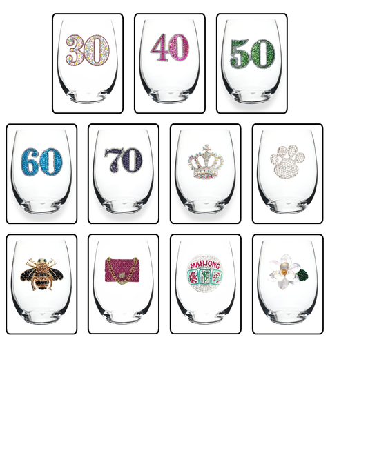 Queens Jewels - Stemless Wine - Jeweled - Findlay Rowe Designs