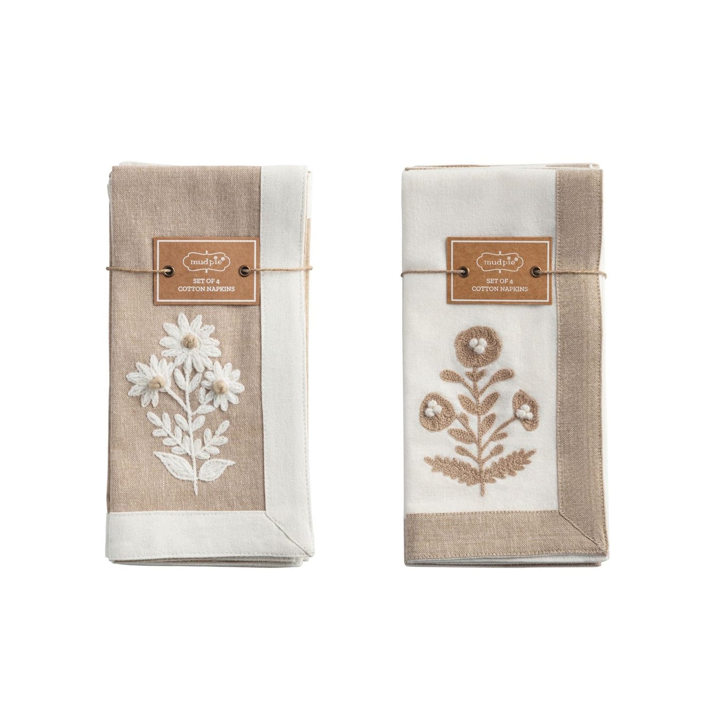 Mud Pie - Cloth Napkin - Embroidered Set 4 - Findlay Rowe Designs