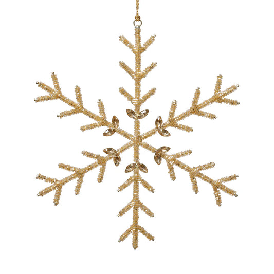 Ornament - Beaded Snowflake - Gold - 10 in