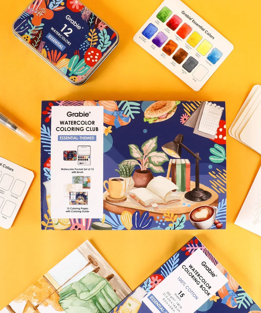 Grabie - Watercolor Coloring Club Box - Essential Themed