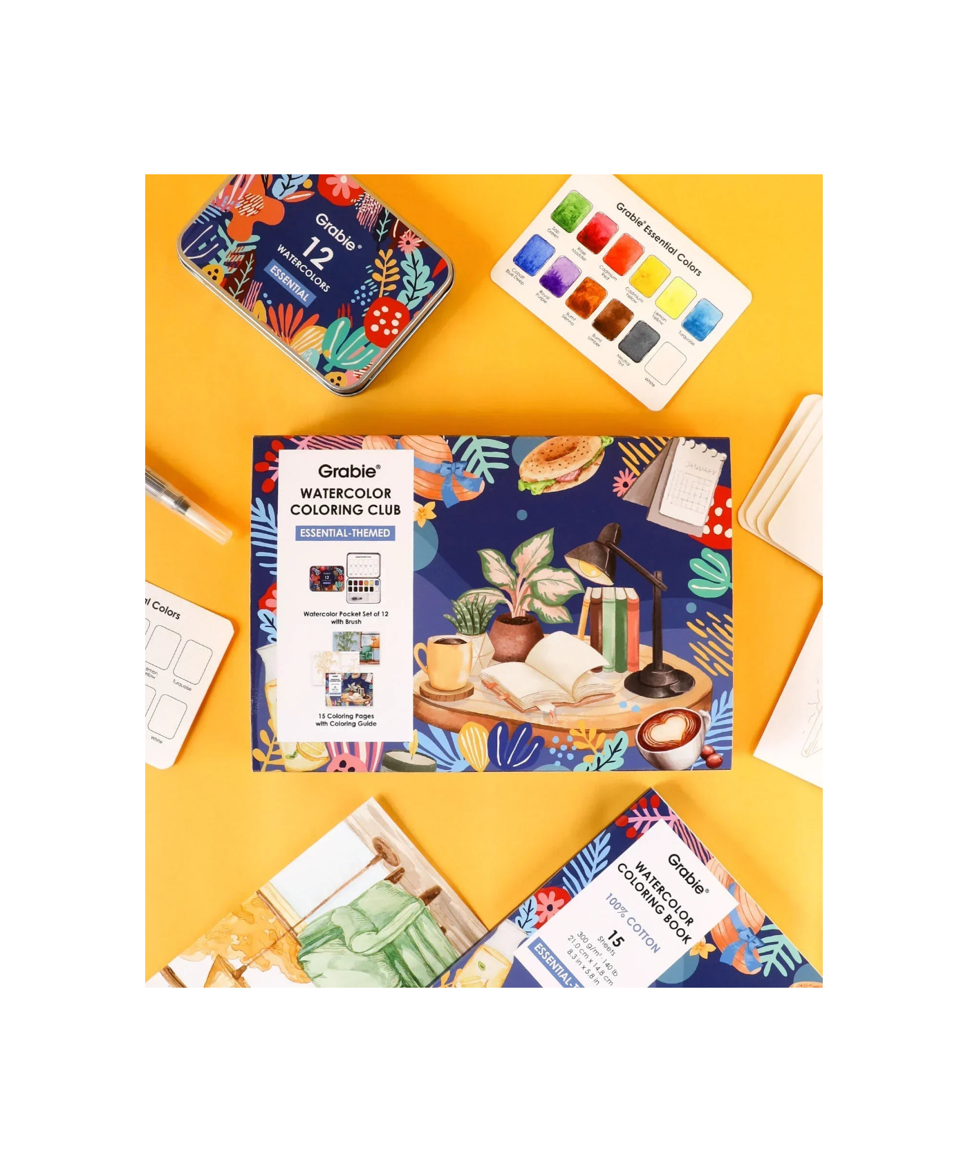 Grabie - Watercolor Coloring Club Box - Essential Themed - Findlay Rowe Designs