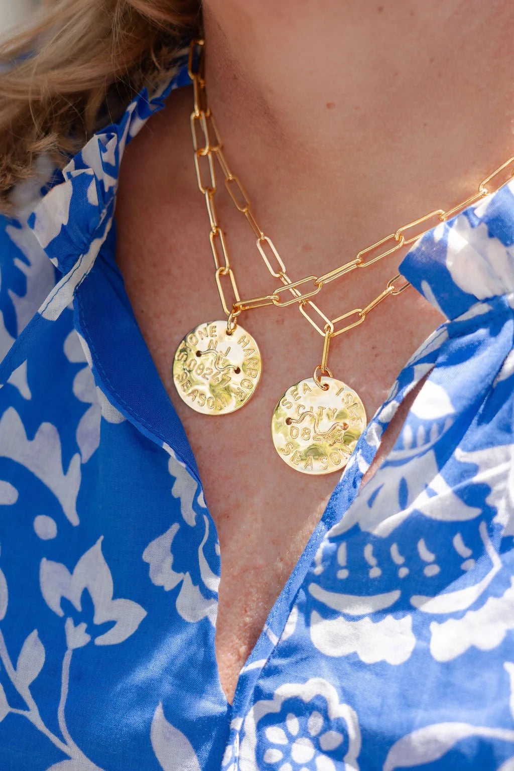 Lisi Lerch - Necklace - Beach Charm - Plated Paper Clip Chain - Seaside Beach - Findlay Rowe Designs