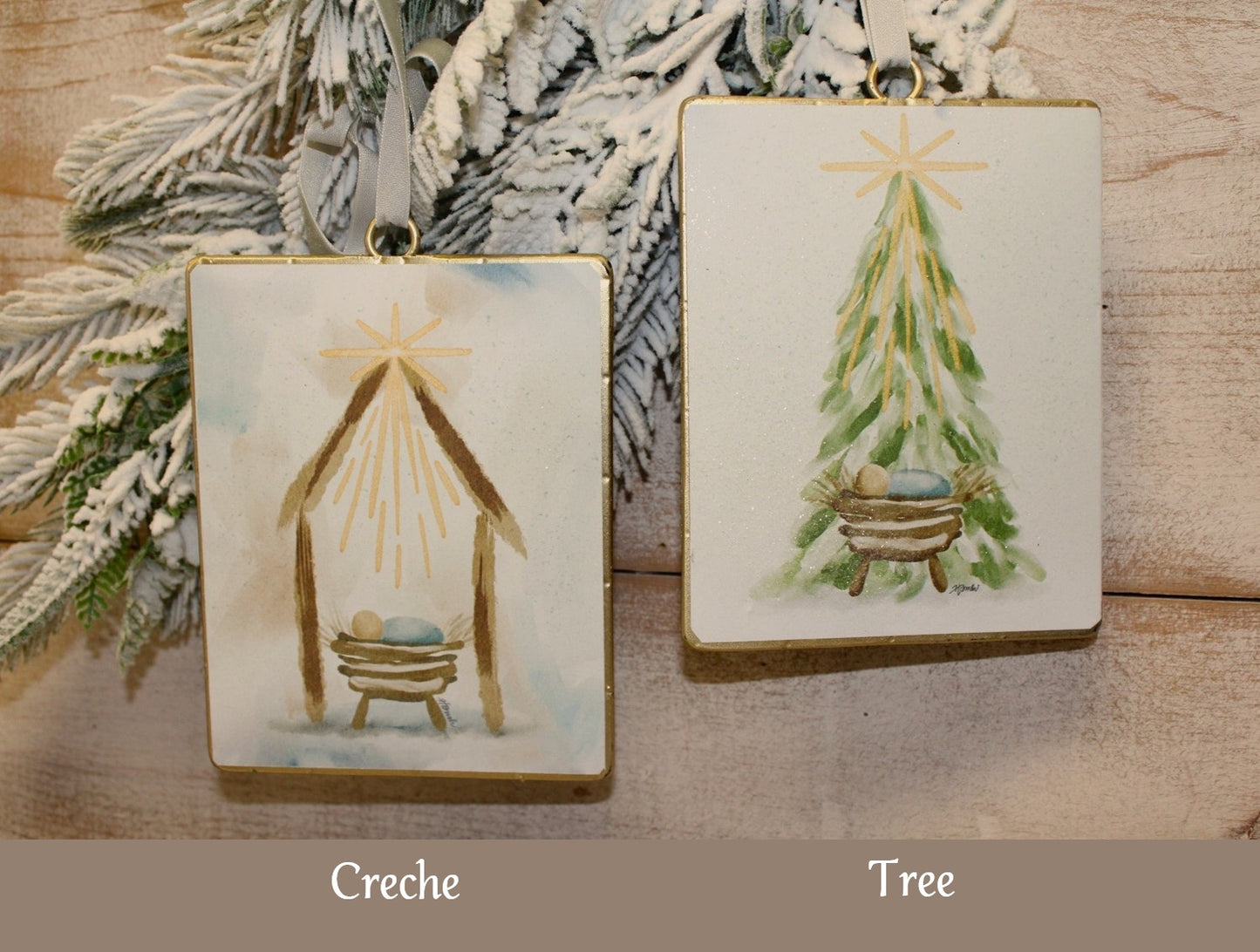 Ornament - Metal Nativity Manger - Creche or Tree